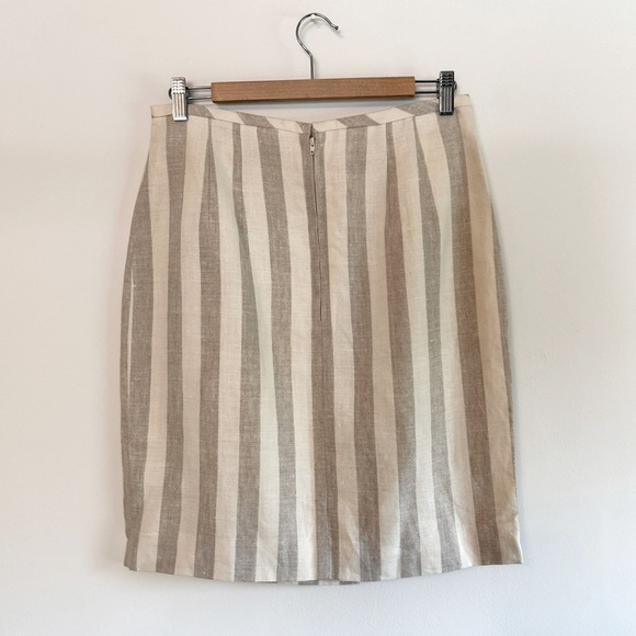 Vintage The Limited 100% Linen Tan and Cream Pencil Skirt Knee-Length - Picture 2 of 6